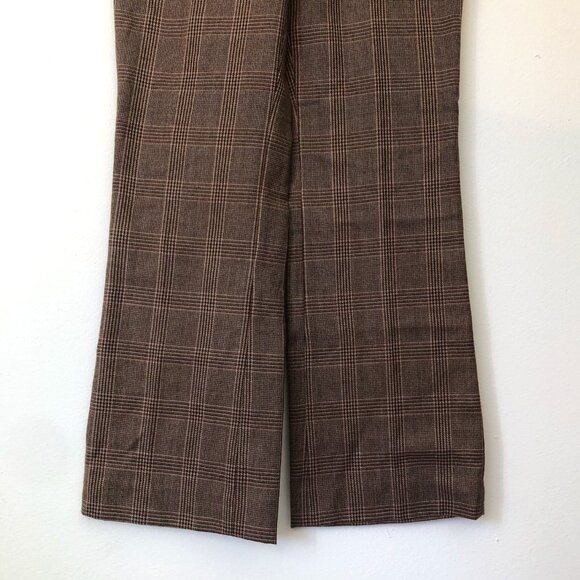 JONES NEW YORK JNY Tan Brown Burgundy Maroon Plaid WOOL Blend Dress Pants PETITE - Picture 3 of 10